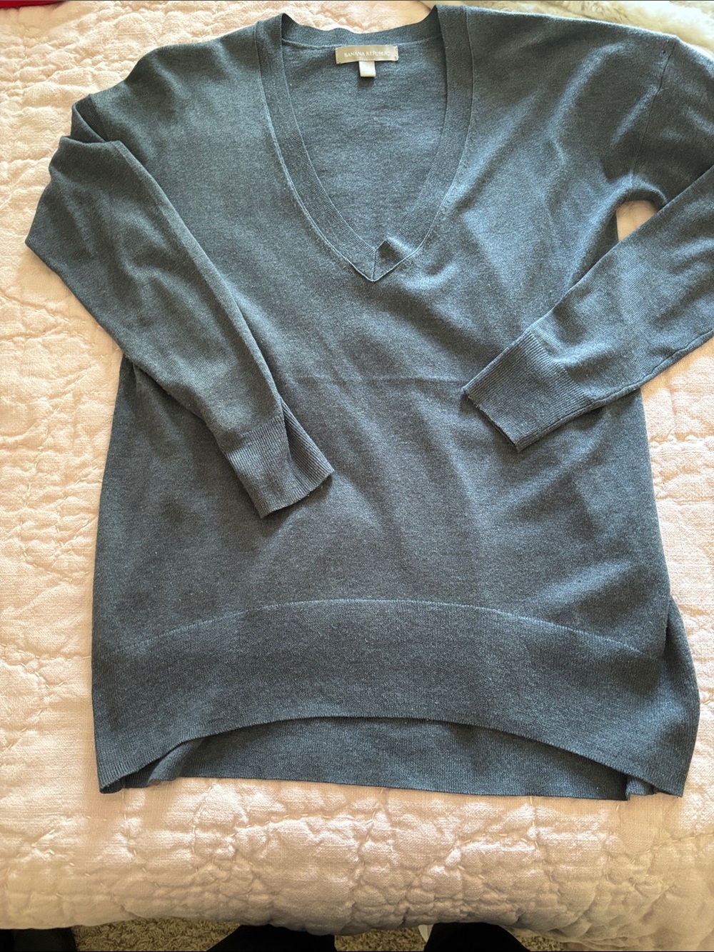 Banana Republic Slate Blue V-Neck Sweater